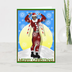 Cartes Pour Fêtes Annuelles Lady Bodybuilder Joyeux Noël Card