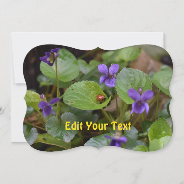 Cartes Pour Fêtes Annuelles Ladybug sur les fleurs de violet doux (Devant)