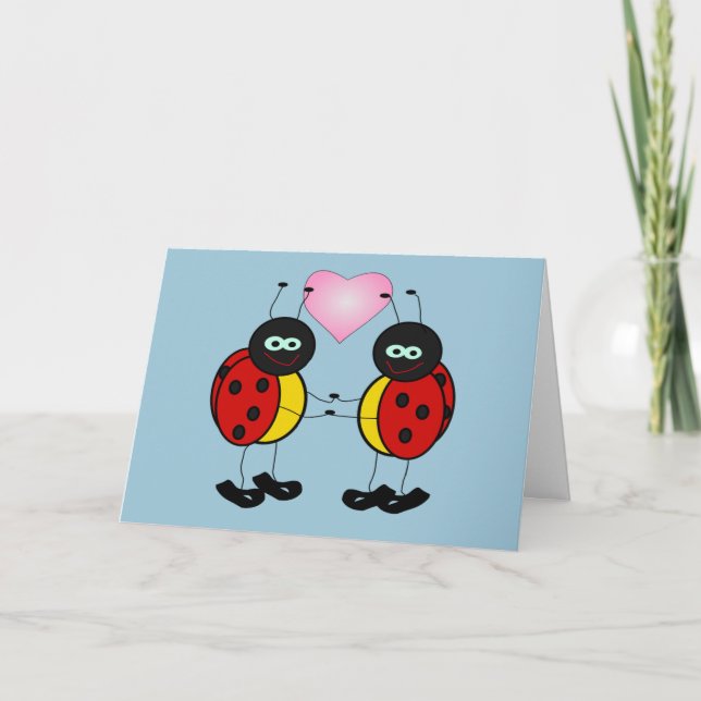 Cartes Pour Fêtes Annuelles Ladybugs dans Love Card (Devant)