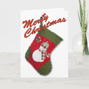 Cartes Pour Fêtes Annuelles Laine Casquette Snowman Plaid Scarf Christmas Stoc