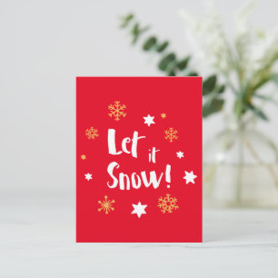 Cartes Pour Fêtes Annuelles "Laisse-le neiger !" Calligraphie Noël Rouge moder