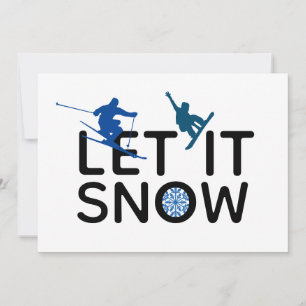 Cartes Pour Fêtes Annuelles Laisser Enneiger Snowboard Skier Hiver Sport Vacan