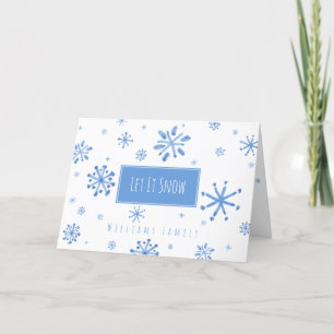 Cartes Pour Fêtes Annuelles Laisser la citation de neige Blue Snowflakes Nom d