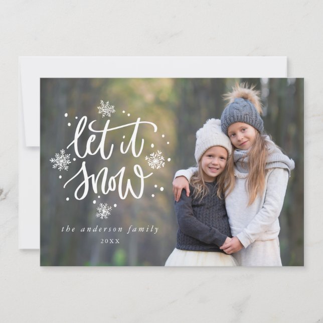 Cartes Pour Fêtes Annuelles Laisser la neige Laisser la main-Lettré Snowflake  (Devant)