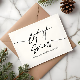 Cartes Pour Fêtes Annuelles Laisser la neige minimaliste Script Nom commercial