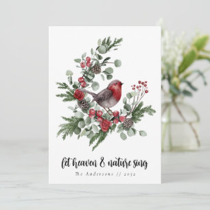 Cartes Pour Fêtes Annuelles Laisser le ciel et la nature chanter Robin Wreath