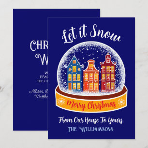 Cartes Pour Fêtes Annuelles Laisser neige Snowglobe Amsterdam Village de Noël