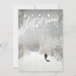 Cartes Pour Fêtes Annuelles Laisser neiger blanc Lettres de Noël Photo