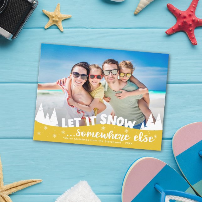 Cartes Pour Fêtes Annuelles Laisser neiger drôle plage de vacances Noël (Créateur téléchargé)