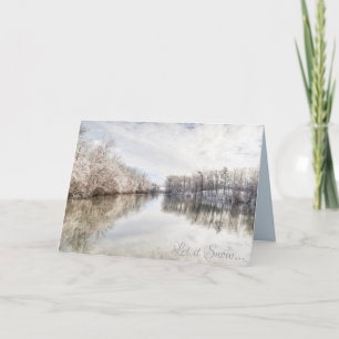 Cartes Pour Fêtes Annuelles Laisser neiger Paysage hivernal Photo Bleu plié