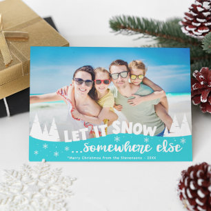 Cartes Pour Fêtes Annuelles Laisser neiger plaisir vacances plage de vacances 