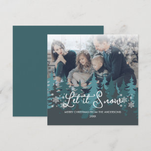 Cartes Pour Fêtes Annuelles Laisser neiger Snowflakes Pine Tree Photo de Noë