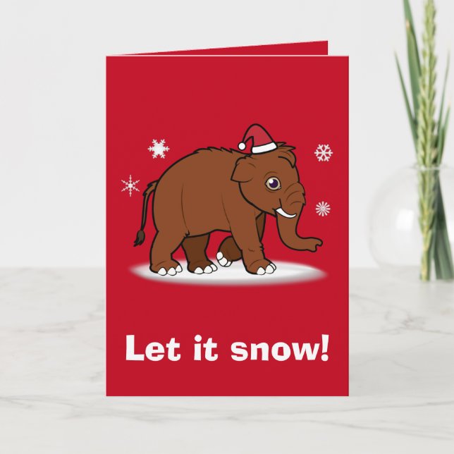 Cartes Pour Fêtes Annuelles Laissez lui neiger Noël avec le mammouth laineux (Devant)
