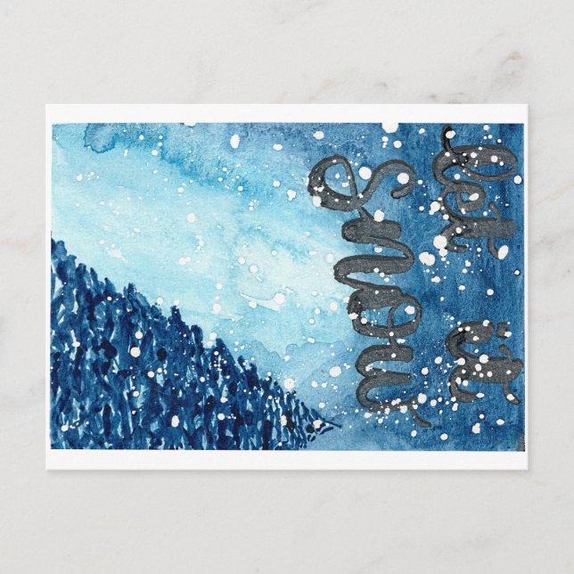 Cartes Pour Fêtes Annuelles Laissez lui neiger peinture originale d'aquarelle (Devant)