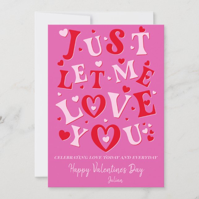 Cartes Pour Fêtes Annuelles Laissez-moi simplement vous aimer Cœurs roses Sain (Devant)