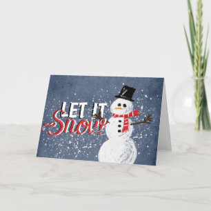 Cartes Pour Fêtes Annuelles Laissez neige Bonhomme de neige Noël Vacances 