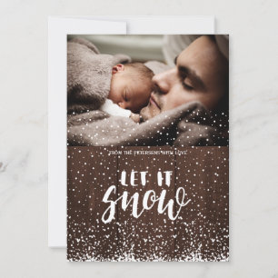Cartes Pour Fêtes Annuelles Laissez neiger barnwood blanc flocons de neige tom