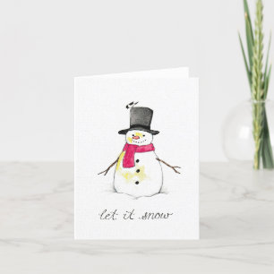 Cartes Pour Fêtes Annuelles Laissez Neiger Bonhomme de Neige