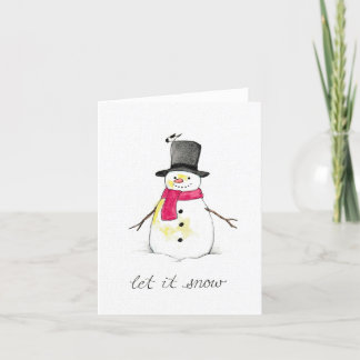 Cartes Pour Fêtes Annuelles Laissez Neiger Bonhomme de Neige