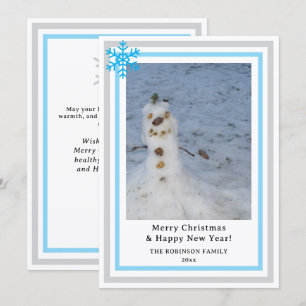 Cartes Pour Fêtes Annuelles Laissez Tomber Neige Flocons Bleu Gris INSERER PHO