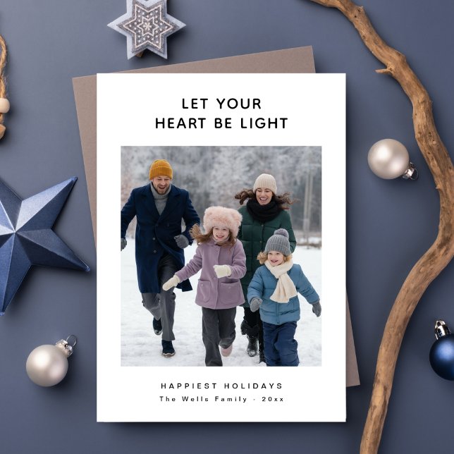 Cartes Pour Fêtes Annuelles Laissez votre coeur être lumière Famille Photo Noë (Créateur téléchargé)