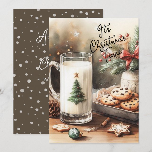 Cartes Pour Fêtes Annuelles Lait et biscuits pour le Père Noël (Devant / Derrière)