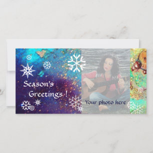Cartes Pour Fêtes Annuelles LAMES À NEIGE, bleu, vert, blanc, jaune