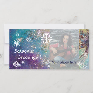 Cartes Pour Fêtes Annuelles LAMES À NEIGE, bleu, vert, blanc, jaune