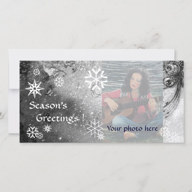 Cartes Pour Fêtes Annuelles LAMES DE NEIGE, noir, blanc, gris (Devant)