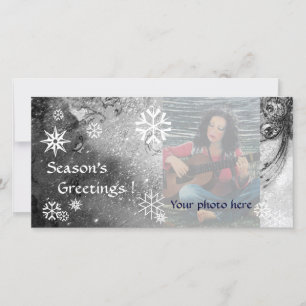 Cartes Pour Fêtes Annuelles LAMES DE NEIGE, noir, blanc, gris