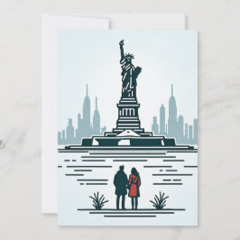 Cartes Pour Fêtes Annuelles L'amour à Liberty Island. Embrasser l'amour de NYC