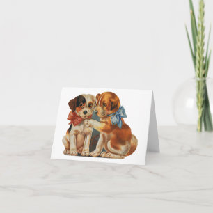 Cartes Pour Fêtes Annuelles L'amour du chiot de la Saint-Valentin vintage, deu