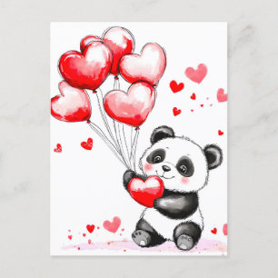 Cartes Pour Fêtes Annuelles L'amour du Panda de ballon dans l'air