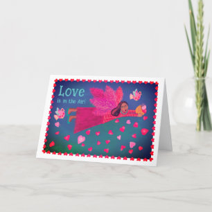 Cartes Pour Fêtes Annuelles L'amour est dans l'air plié 5x7 Valentine Card