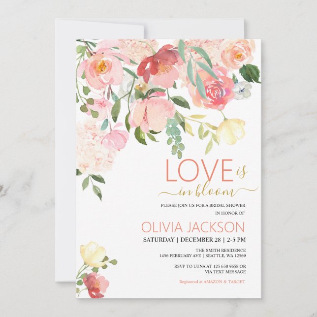 Cartes Pour Fêtes Annuelles L'amour est dans l'invitation de la douche nuptial (Devant)
