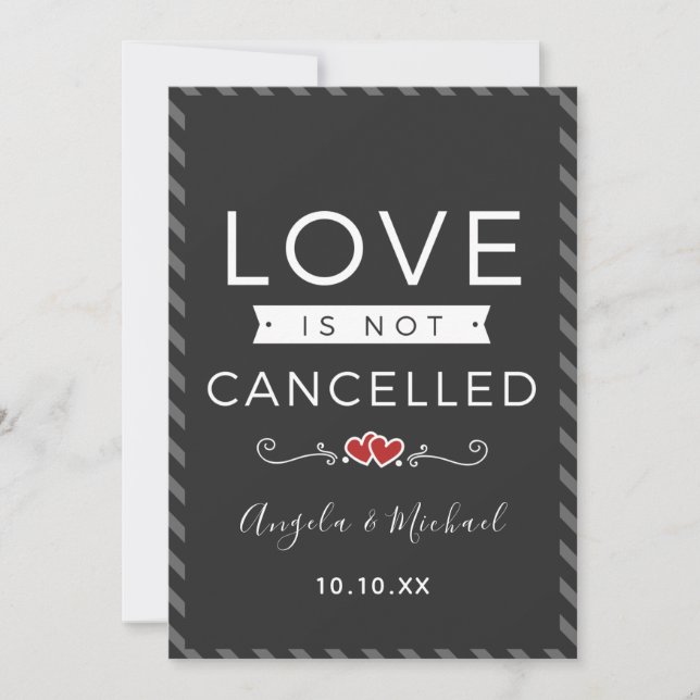 Cartes Pour Fêtes Annuelles L'amour n'est pas annulé Funny Romantique Gris fon (Devant)