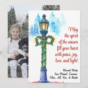 Cartes Pour Fêtes Annuelles Lampe aquarelle de Noël photo sur le dos