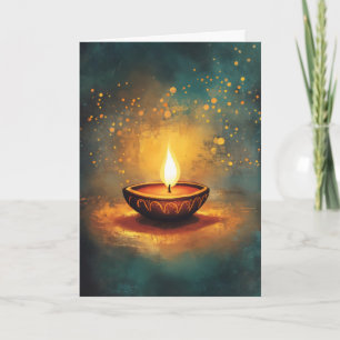 Cartes Pour Fêtes Annuelles Lampe Diwali Lumière Bleue