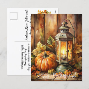 Cartes Pour Fêtes Annuelles Lampe et Bon thanksgiving Citrouille