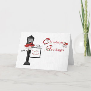 Cartes Pour Fêtes Annuelles Lamppost de Noël Adresse Changement de message
