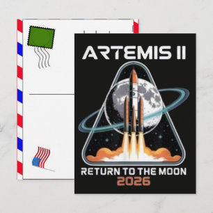 Cartes Pour Fêtes Annuelles Lancement d'Artemis II vers la Lune 2026