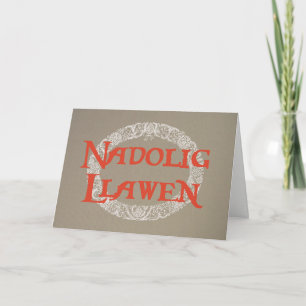 Cartes Pour Fêtes Annuelles Langue galloise blanc couronne de Noël Rouge Burla
