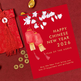 Cartes Pour Fêtes Annuelles Lantern Red Happy Chinese New Year 2026