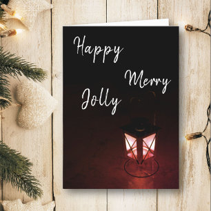Cartes Pour Fêtes Annuelles Lanterne Festive Joyeux Joyeux Jolly Noël