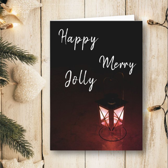 Cartes Pour Fêtes Annuelles Lanterne Festive Joyeux Joyeux Jolly Noël (Créateur téléchargé)
