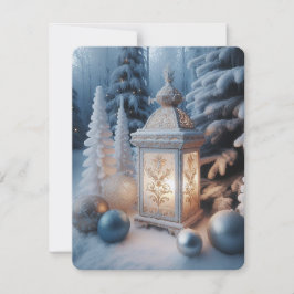 Cartes Pour Fêtes Annuelles Lanterne Ornée de Givre d'Hiver