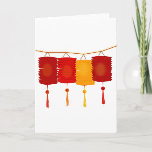 Cartes Pour Fêtes Annuelles lanternes rouges chinoises Nouvel An bonne chance 