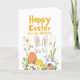 Cartes Pour Fêtes Annuelles Lapin à l'aquarelle et œufs de Pâques
