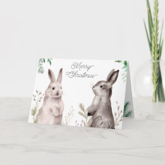 Cartes Pour Fêtes Annuelles Lapin Aquarelle Noël. Lapin, Floral