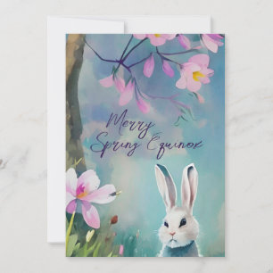 Cartes Pour Fêtes Annuelles Lapin Blanc Printemps Équinoxe Ostara Fleurs Sauva